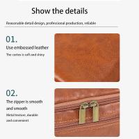 Neceser para hombre, Neceser para hombre, Neceser de viaje para hombre, Bolsa de viaje de piel sintética de gran capacidad para marido, novio, padre, día del padre, aniversario, regalo de padrino de boda (marrón). - details 5