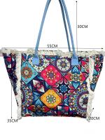 MEJORADA Tote Bag Grande - Bolso de Playa con Flecos, Estilo Bohemio y Colorido, Tamaño 55x35x20cm, Ideal para Playa, Compras y Uso Diario - details 13