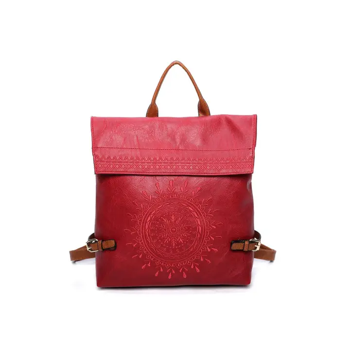Mochila de mujer con bordados en forma de Mandala - Negro | Marron | Rojo | AzulMarino | Khaki - 1