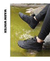 Botas De Algodón Para Hombres Impermeables Con Peluche Caliente Zapatos De Senderismo Antideslizantes Botas De Exterior Talla True - details 11