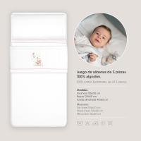 Interbaby Juego de Sábanas Franela 3 Pcs Cuna 60x120 Blanco/Azul - details 5