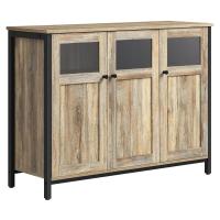 Aparador con puertas de cristal estilo industrial, para comedor, salón, cocina, marrón rústico o marrón turquesa - details 0