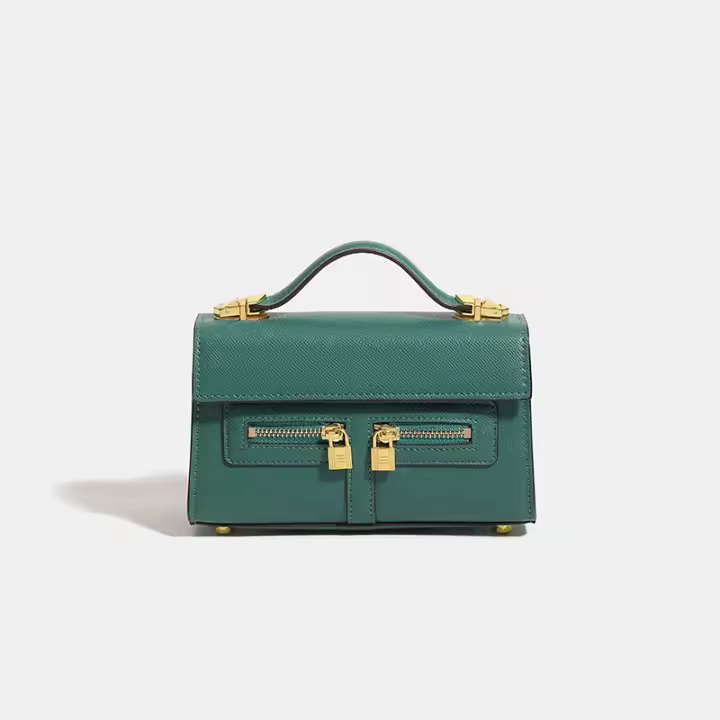 Bolso De Mano Clásico Para Mujer 2025 Con Doble Cremallera Bolso Cruzado De Hombro Casual Pequeño Cuadrado De PU - 1