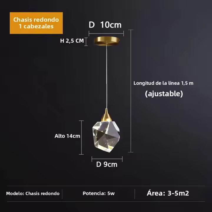 Lámpara Colgante De Cristal HD De Lujo Para Sala De Estar Comedor Dormitorio Cocina Bar Café Decoración Interior LED Soporte Para Instalación En El Techo - 1