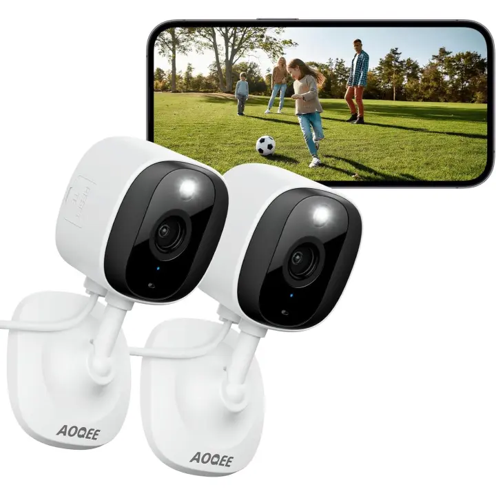 Cámara Vigilancia WiFi Exterior/Interior - 2K Camaras Vigilancia Domicilio WiFi Seguridad IP65, Visión Nocturna Color, Detección Humana, Sirena, 24/7 Grabación Continua, Compatible Alexa 1pcs - 1