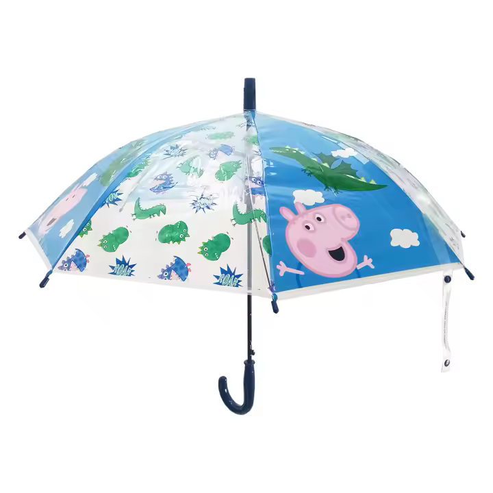 Paraguas Cúpula 43cm Peppa Pig Pretty Flowers - Ideal para Niños - Varillas Metálicas - Resistente - Material Poliéster - Marca Safta - 1