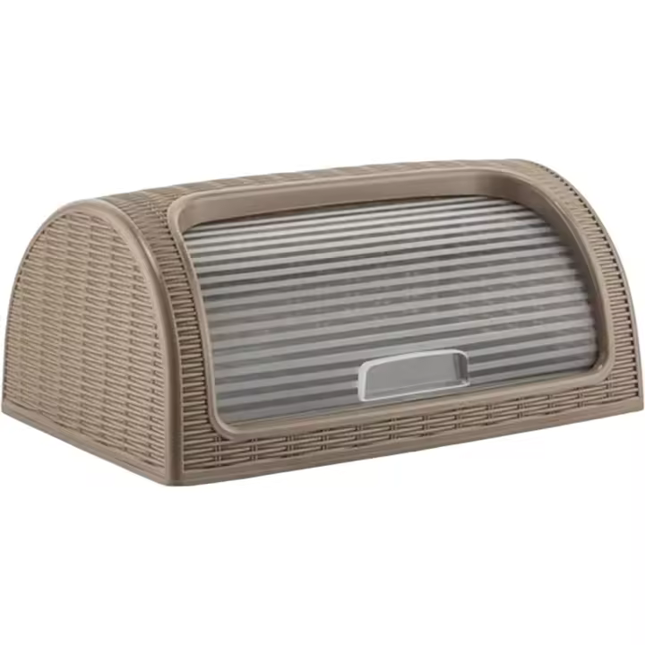 COSHANO Panera de plástico tipo Ratán, cesta almacenamiento de alimentos pan bocadillos. Caja con tapa enrollable. Sin BPA. - 1
