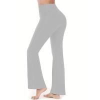 Pantalones De Yoga Flared Para Mujer Cintura Alta Con Bolsillos Pantalones Deporte Casual Cruzados De Polyester - details 12