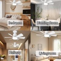 Ventilador de techo inalámbrico con control remoto, con rosca y luz regulable, con bombilla enchufable para pasillo, cocina, baño, garaje y cuarto de herramientas, color blanco. - details 0