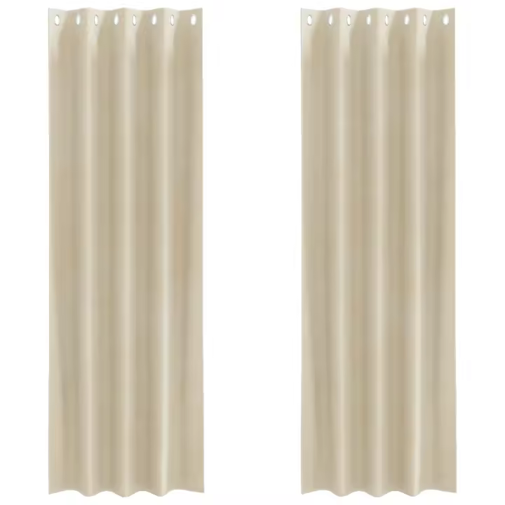 Cortinas Blackout  con Ojales 2 pcs Crema Terciopelo - 1