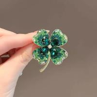 Broche De Cuatro Hojas Con Cristales Para Mujer Moda Accesorios De Ropa Para Fiestas Y Eventos Joyería De Moda - details 3
