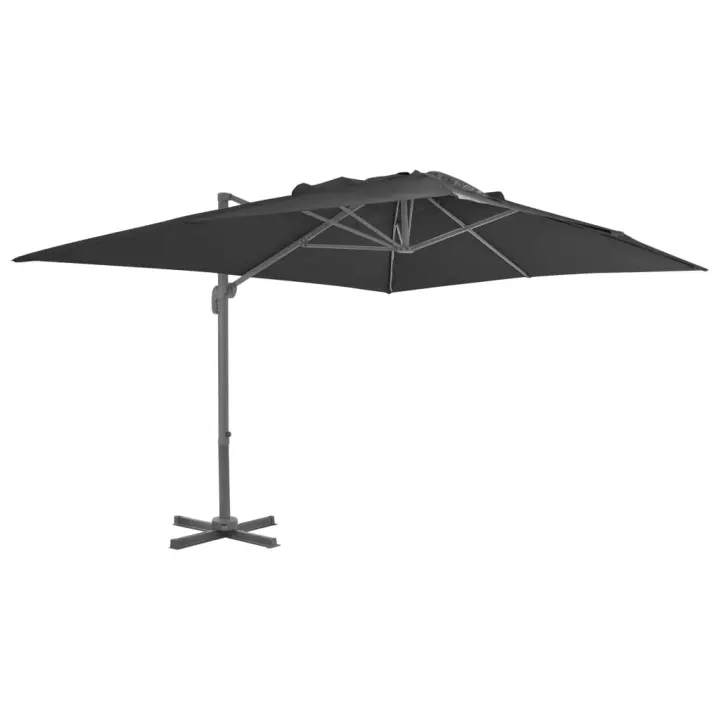Sombrilla voladiza de jardín con palo de aluminio negro 4x3 m - 1
