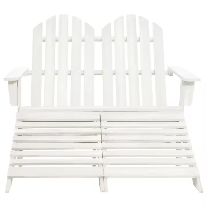 2 plazas Madera Maciza Abeta Blanco Silla Adirondack de Jardín - 1