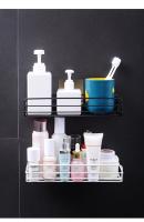 Estante De Almacenamiento Para Baño Y Cocina Organizador Negro Estante De Esquina Sin Perforar Hecho De Hierro Para Ducha - details 3