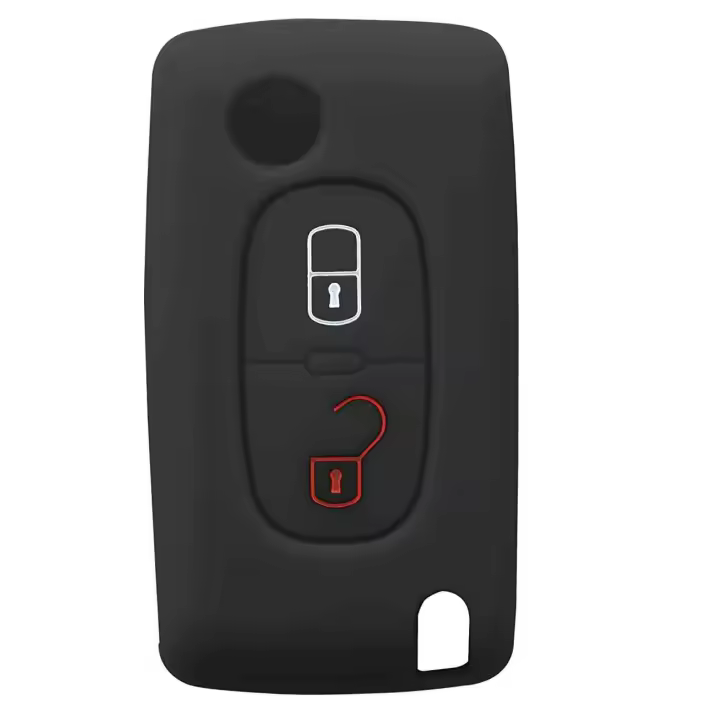 AUTOZOCO Funda Compatible con Peugeot Citroen Llave de Coche 2 Botones | Carcasa Protectora de Silicona para Coche | Negro - 1