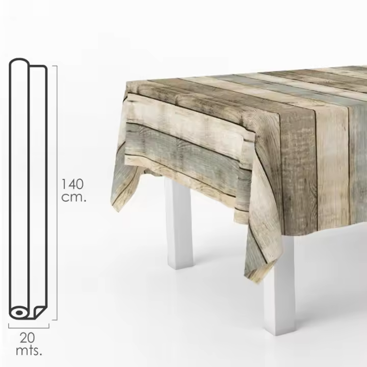 Oryx Mantel Antimanchas Hule Rollo 140 Cm. X 20 Metros. Tablones Madera - Impermeable y Antimanchas - Protege la Mesa - Resistente y Duradero - 1