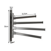 Soporte De Toalla De Baño Rotativo Estante De Cocina Soporte De Pared Aluminio Espacioso 2/3/4 Barras De Toalla Montado Por Si Mismos - details 2
