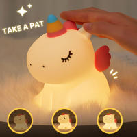 Lámpara Nocturna De Silicona Unicornio Para Niños Luz LED Recargable Por USB Decoración De Habitación Animal Cartoon Lámpara Táctil Para Regalos - details 26
