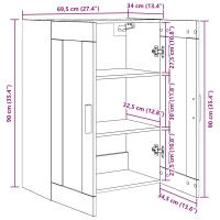 Armario de pared de roble negro vidaXL - 69.5x34x90 cm - details 7