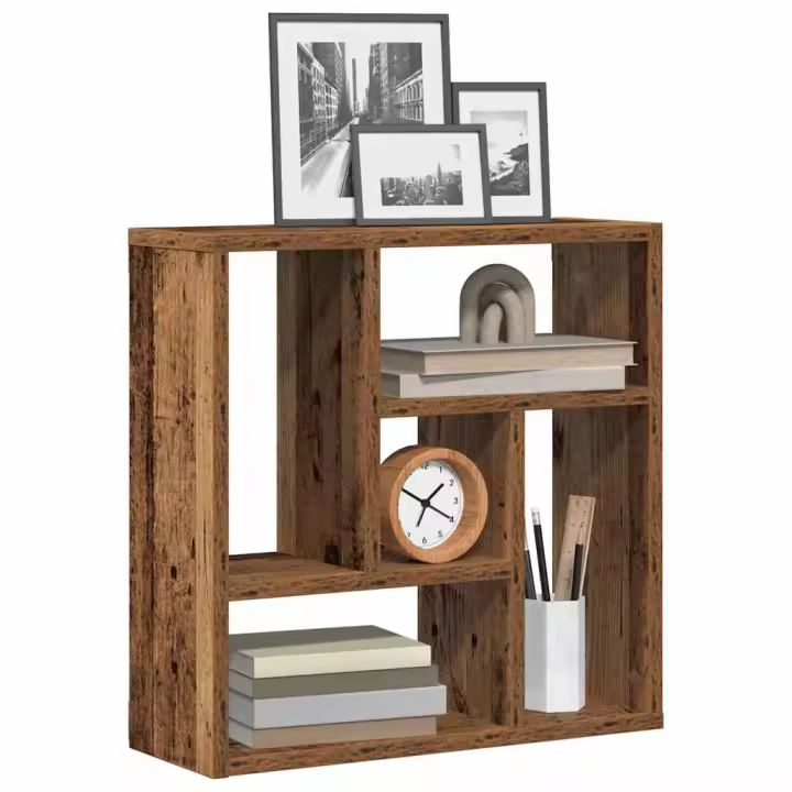 vidaXL Estantería de pared madera ingeniería envejecida 45x16x45 cm en color Madera antigua/Roble artisan/Roble negro | almacenamiento funcional diseño moderno para baño dormitorio sala - 1