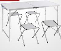Mesa Plegable De Camping,Mesa Plegable de aluminio y madera, Mesa Portátil Plegable con Carga de 50 kg, Mesa Multiusos , 120cm*60cm con taburete o sin  , para Picnic, Camping al Aire Libre - details 0