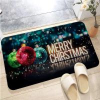 Alfombra De Piso De Navidad Merry Christmas Impresa En Flanela Antideslizante Para Baño Sala De Estar Cocina Alfombrilla De Bricolaje - details 4