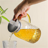 Cacerola De Agua Fría De Vidrio Resistente Al Calor 51.7oz/62oz Con Mango Amarillo Tetera Para Bebidas Y Jugo Ecológica Para El Hogar - details 2
