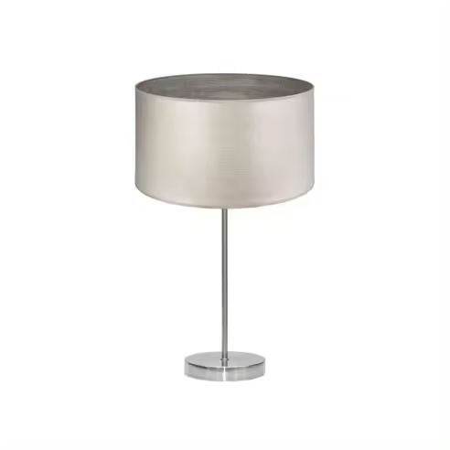 FABRILAMP Lámpara de Mesa Sobremesa Alto Tania 1xe27 Niquel/madera Gris 62x30x30 Cm - Diseño Moderno - 1