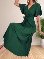 Vestido Maxi De Verano Para Mujer Con Volantes Y Cintura Ajustable Vestido De Fiesta V-Neck Traje De Baño A-Line Midi - details 15