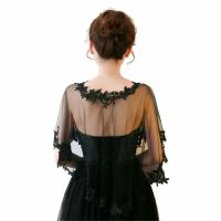 Cayado De Encaje Elegante Y Ligero Para Mujer Para Fiesta Boda Casual Y Noche Estilo Cape Toque Elegante De Tela Gauze - details 1
