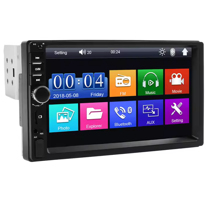 Reproductor Multimedia Para Coche Hippcron 7 Pulgadas 1 DIN Radio MP5 Pantalla Táctil FM Entrada Auxiliar USB Línea De Espejo BT5.0 Universal - 1