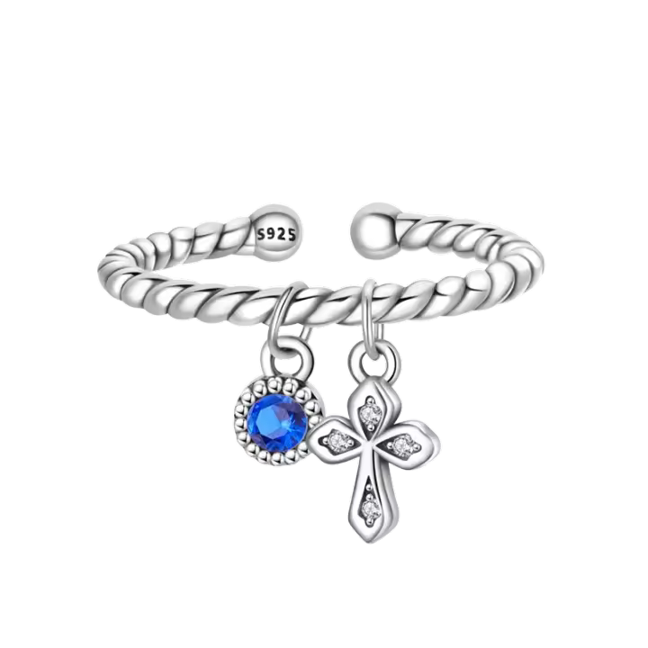 Encanto De Religión Cruz Santa Madre Anillo Bolas Colgantes Para Pulsera Y Collar DIY Joyería Regalo Plata Esterlina 925 - 1