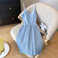 Vestido De Mujer YuooMuoo 2024 Estilo Coreano Moda Ajustado Cintura Plisado Tirantes Spaghetti Vestido Tejido Vintage Y2K Streetwear - details 8