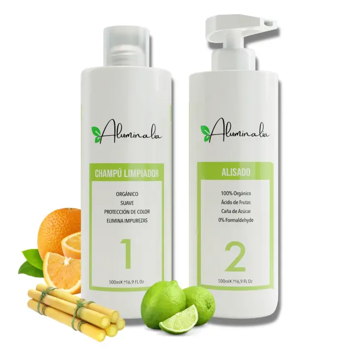 Alisado Orgánico 100% Vegano Profesional [500 ml] Alisado en Casa 100% Sin Formol, Sin Sulfatos, Nutre, Hidrata, Repara la Cutícula y Alisa, 0% Frizz Aluminalia - 1
