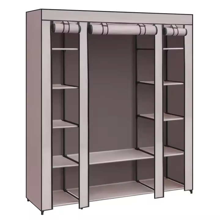 SONGMICS Armario de Tela, Armario Ropero con Cubierta de Tela no Tejida, 45 x 150 x 175 cm, 12 Compartimentos, Marco de Metal, Armario de Dormitorio, Azul Oscuro/Gris/Negro/Rosa Empolvado/Topo/Verde Oliva - 1