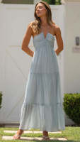 Vestido Maxi Bohemio De Verano Para Mujer En Chiffon Floral Sin Mangas Cuello En V A-Line Largo Con Espalda Descubierta Y Volante - details 31