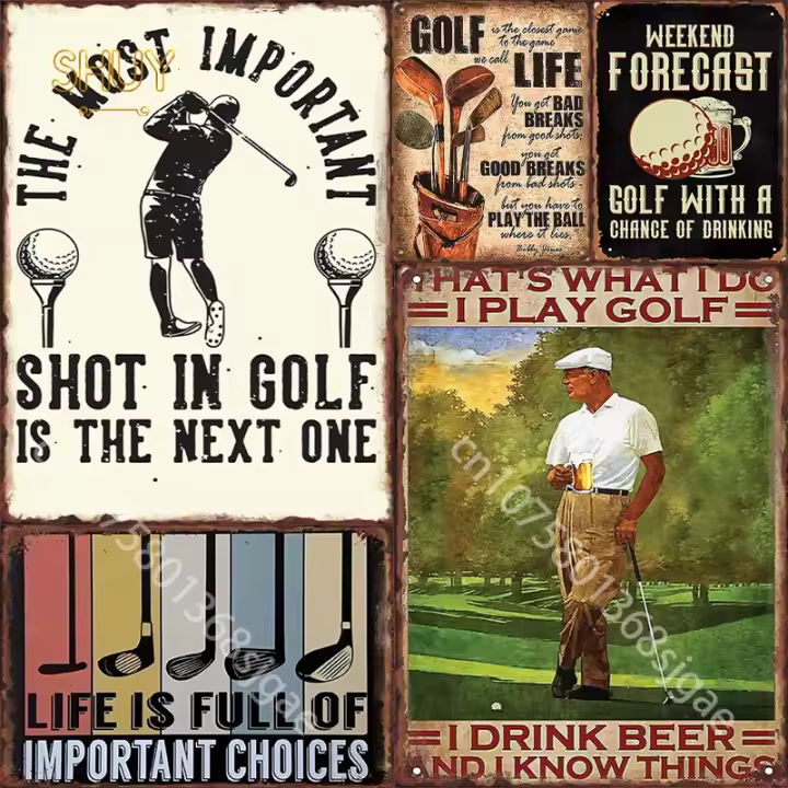 Cartel De Golf Retro En Metal Para Decoración De Pared De Bares Y Clubes De Golf Estilo Vintage Arte Pintura Imagen Poster Decoración Del Hogar - 1