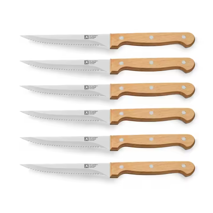 Richardson Sheffield Artisan Madera 6 Cuchillos Chuleteros Acero Inoxidable 11CM - 1