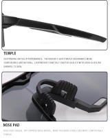 Gafas De Ciclismo 100 Para Hombres Y Mujeres Protección UV400 Gran Marco 5 Colores Deportes Correr Pesca Lentes De Polímero - details 9