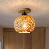 Lámpara De Techo Bohemia Retro De Rotura LED En Bambú Tejida Para Pasillo Sala De Estar Decoración De Iluminación E27 Fuente De Alimentación AC 220V - details 0