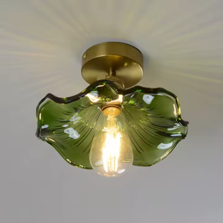 Lámpara Colgante De Vidrio Verde Vintage LED Para Decoración De Hogar Estilo Industrial Loft Luz Colgante Para Dormitorio Y Sala De Estar - 1