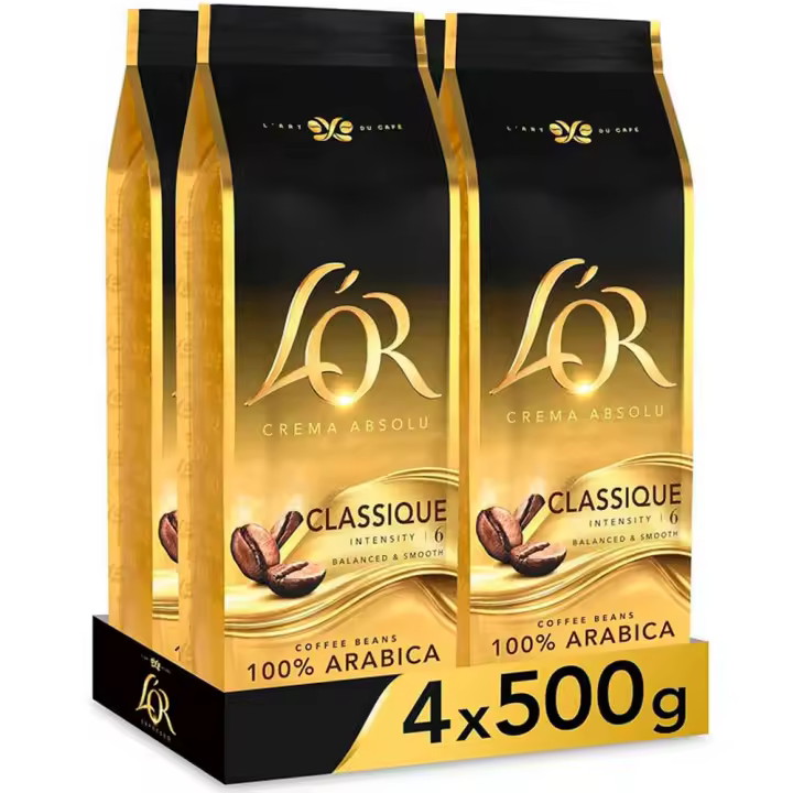 Classique L'or Crema Absolu Café en grano 4 bolsas de 500 gr - 1