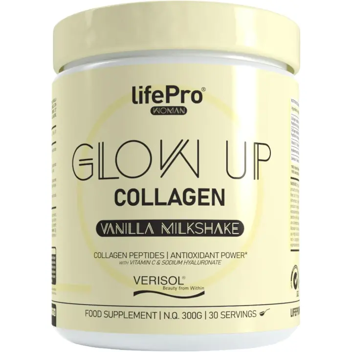 LIFE PRO NUTRITION COLLAGEN GLOW UP 300G | Péptidos de colágeno | Crecimiento con Colágeno Acido Hialurónico, Evita Caída del Cabello, Tratamiento Piel y Uñas con Verisol, Vitaminas para el Cabello Glow Up Beauty, Colageno Hidrolizado Puro - 1
