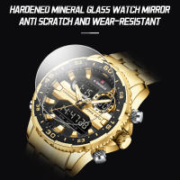 Reloj De Pulsera De Lujo Para Hombre NAVIFORCE NF9234 En Color Negro Y Oro Resistente Al Agua De Acero Inoxidable Cuarzo Deportivo Con Banda De Acero Y Cristal Hardlex - details 12