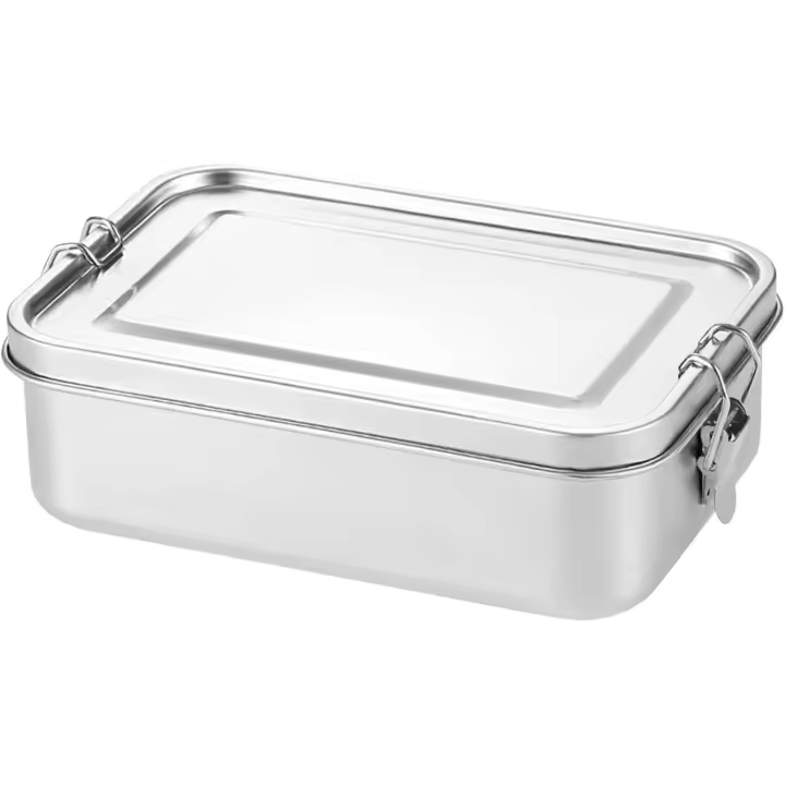 Stainless Steel Lunch Box, 850ML Bento Box with Lock Clip, Leak-Proof Portable Food Storage Container for Salad Sandwich - 1