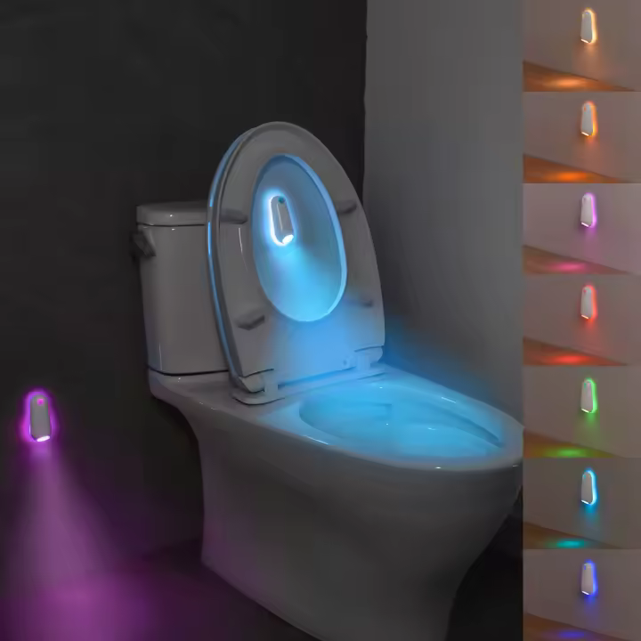 Lámpara De Noche LED Recargable USB Con Sensor De Movimiento - 8 Colores Para Decoración De Baño Fácil Instalación Y Cambio De Color - 1