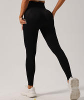 Pantalones De Yoga De Mujer De Cintura Alta Sin Costuras Talla Elástica Leggings Deportivos Para Gimnasio Y Correr En Color Sólido - details 3
