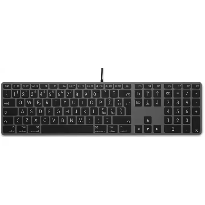 Teclado USB de fuente grande Teclado USB con cable de 110 teclas con 2x USB y cubierta superior de aluminio - Italiano - gris es - 1