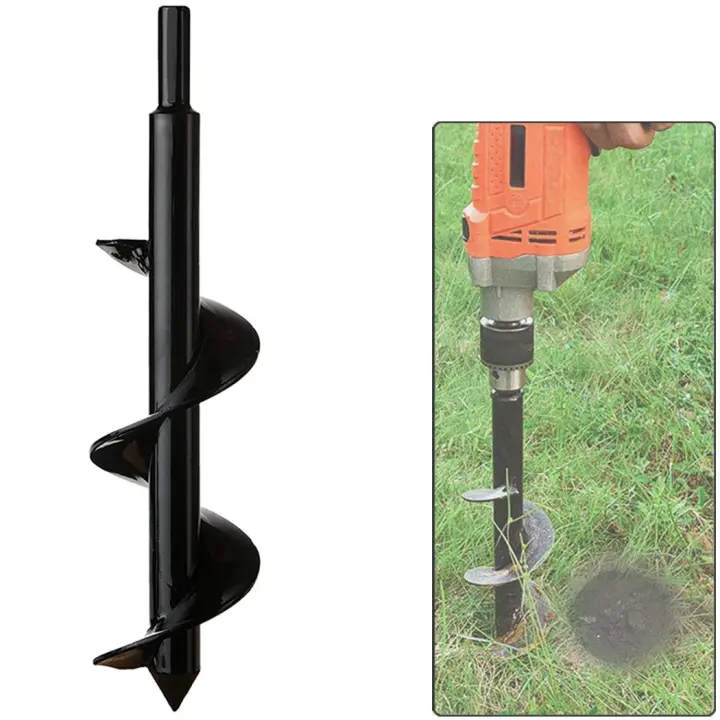 ZVD Taladro de jardín, vástago hexagonal de acero inoxidable, barrena térmica, agujeros de excavación para cultivar profundamente, práctica herramienta de plantación para plantar flores, árboles, arbustos (diámetro: 8 cm L: 25 cm) Broca de barrena - 1