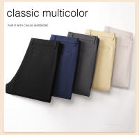 Pantalones Casuales Para Hombre De Algodón Puro Cintura Elástica Estilo Clásico Color Sólido Negra Caqui Gris Pantalones Rectos Para Negocios Cuatro Estaciones - details 3